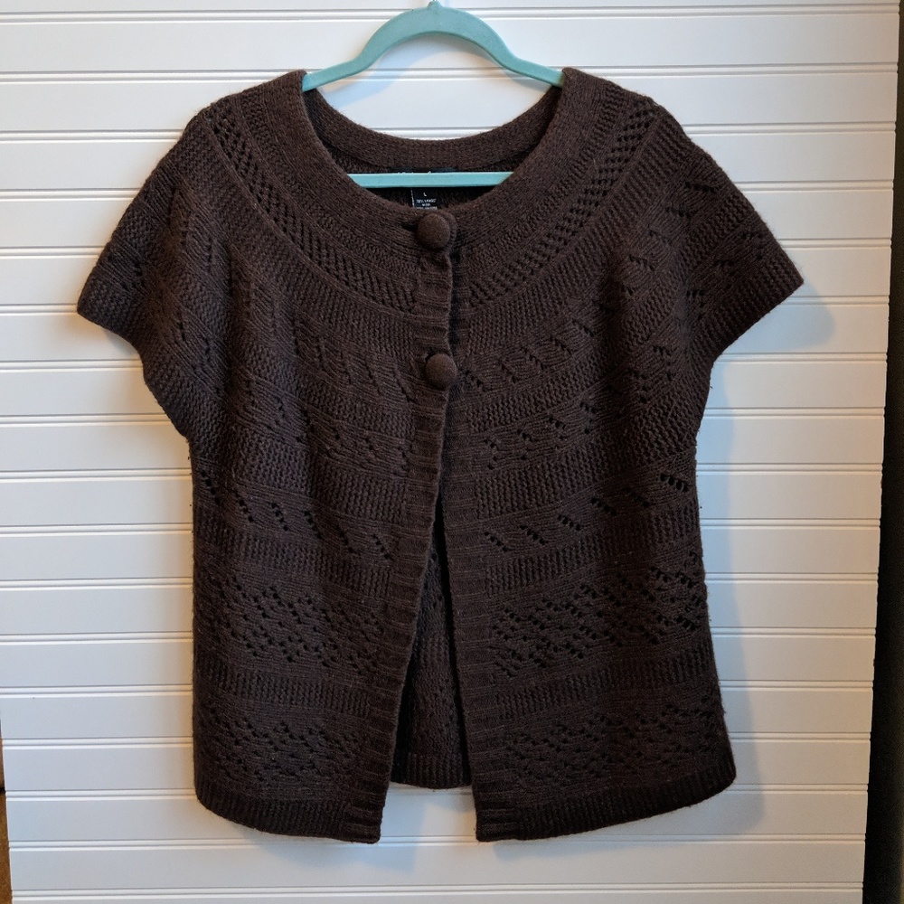 Marina Luna-Chocolate Brown Wool/Angora Cardigan L